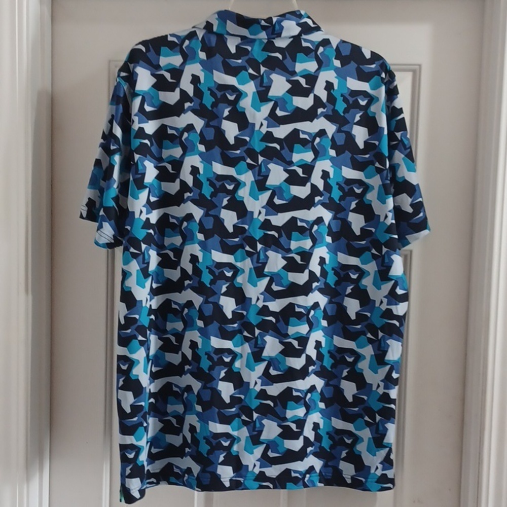 Men's Blue Camouflage Golf Polo Shirt, L - Picture 6 of 6